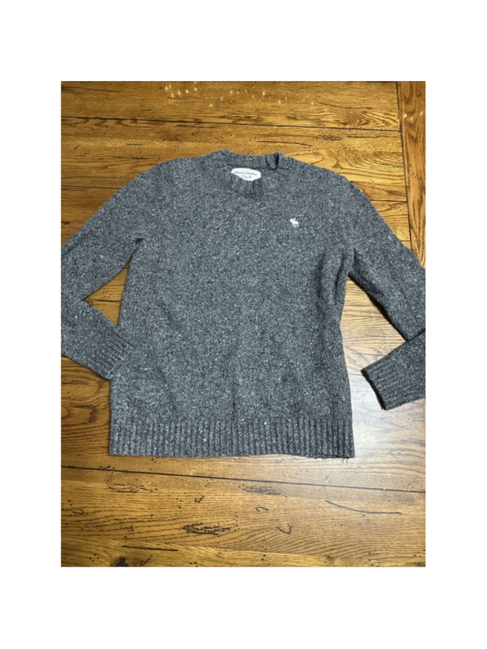 Abercrombie & Fitch Cable Wool Blend Crew Neck Pullover Sweater Gray C19